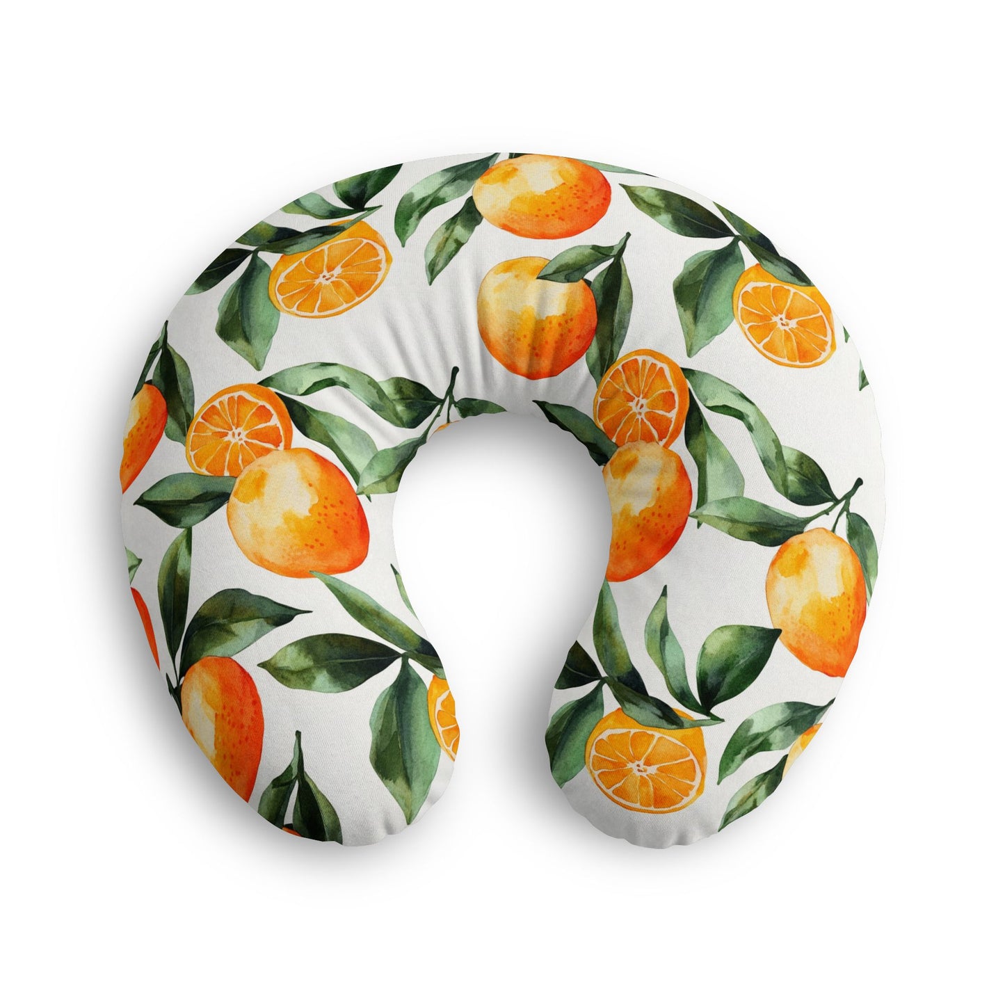 Citrus Blossom Nursing Pillow Cover — Orange Watercolor Pattern