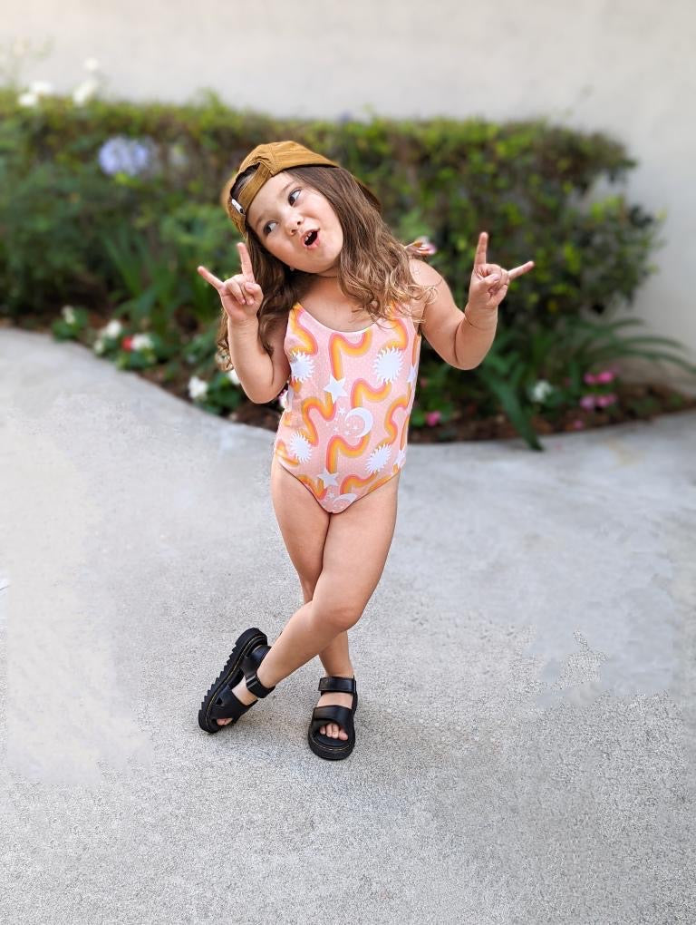 Girls Celestial Sunset Reversible One-Piece Swimsuit – Sunshine