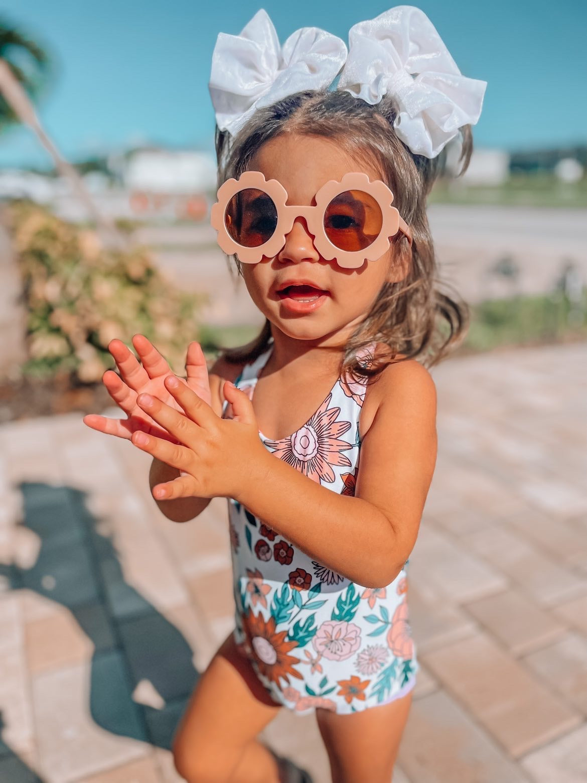Girls Floral Reversible One-Piece Swimsuit – Sunshine Luckies