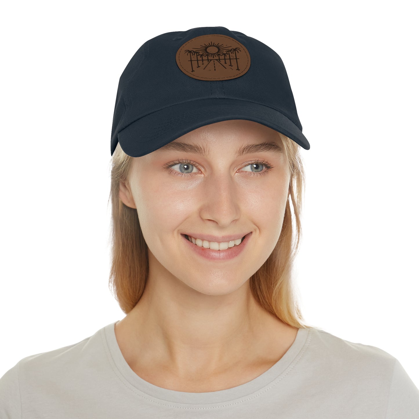 Sun Hat with Leather Patch - Dad Hat