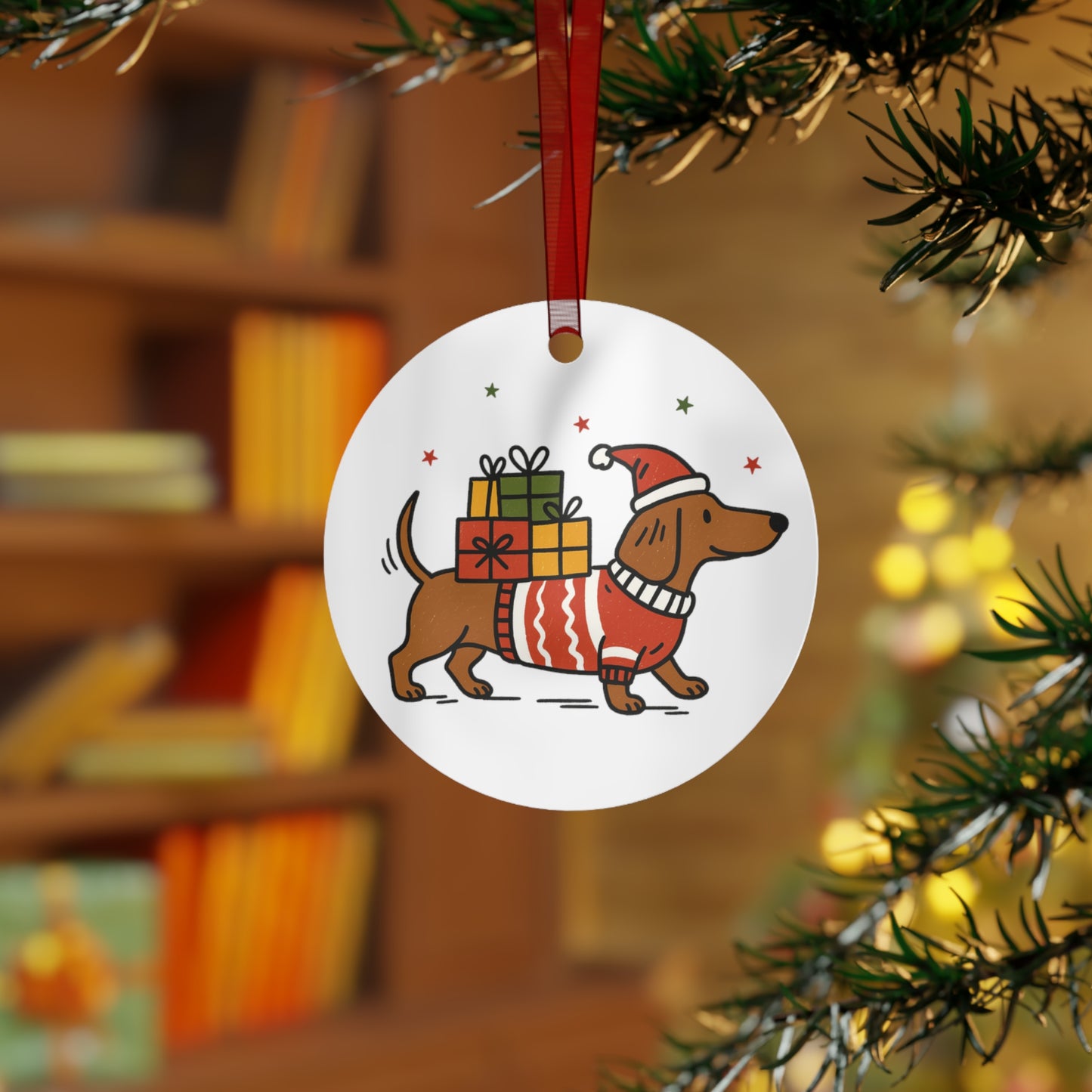 Dachshund Holiday Ornament — Cute Wiener Dog in Sweater