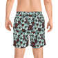 Teal Floral Men’s Swim Shorts — Vintage Hibiscus All-Over Print