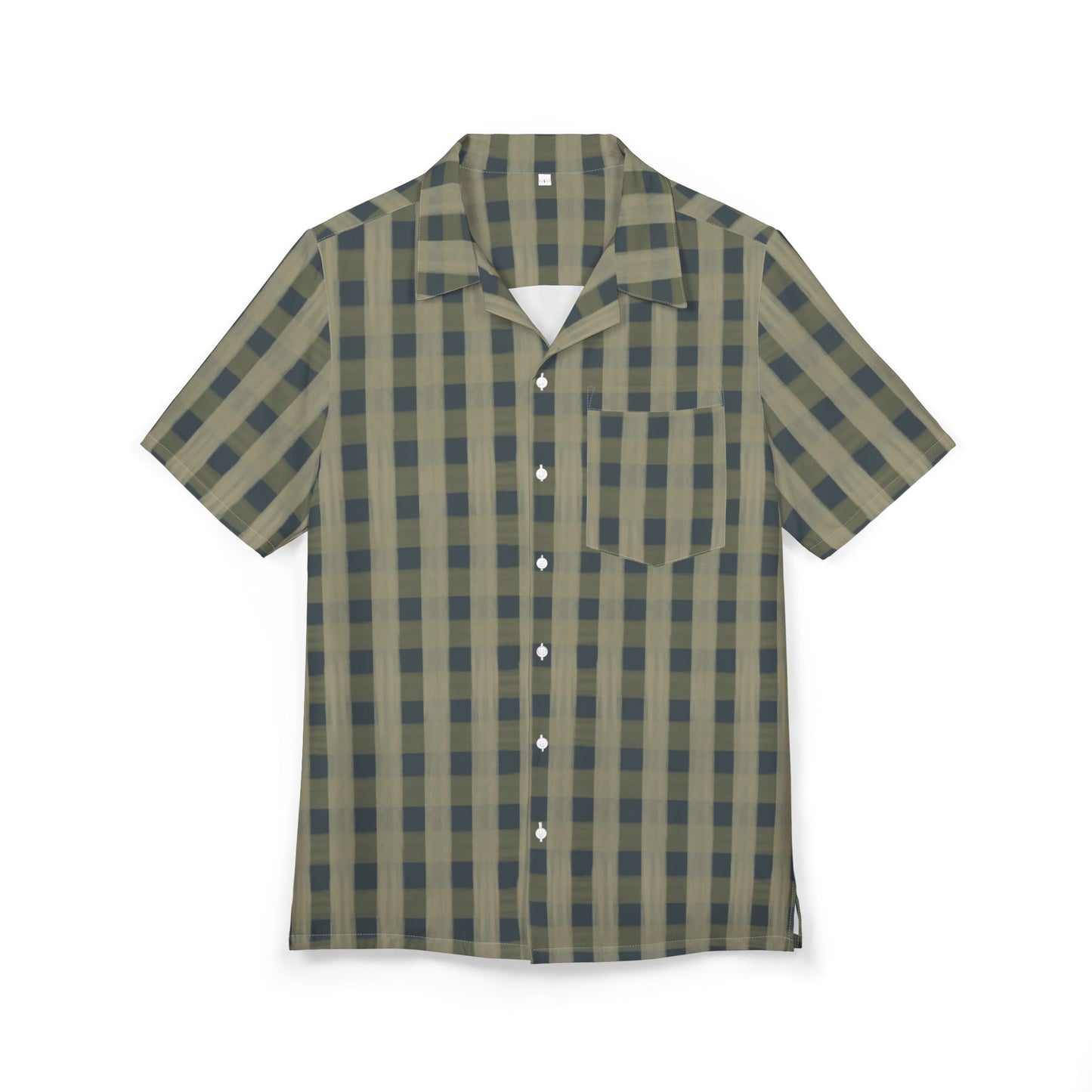 Olive Plaid Hawaiian Shirt — Casual Short-Sleeve Button-Down