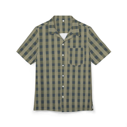 Olive Plaid Hawaiian Shirt — Casual Short-Sleeve Button-Down