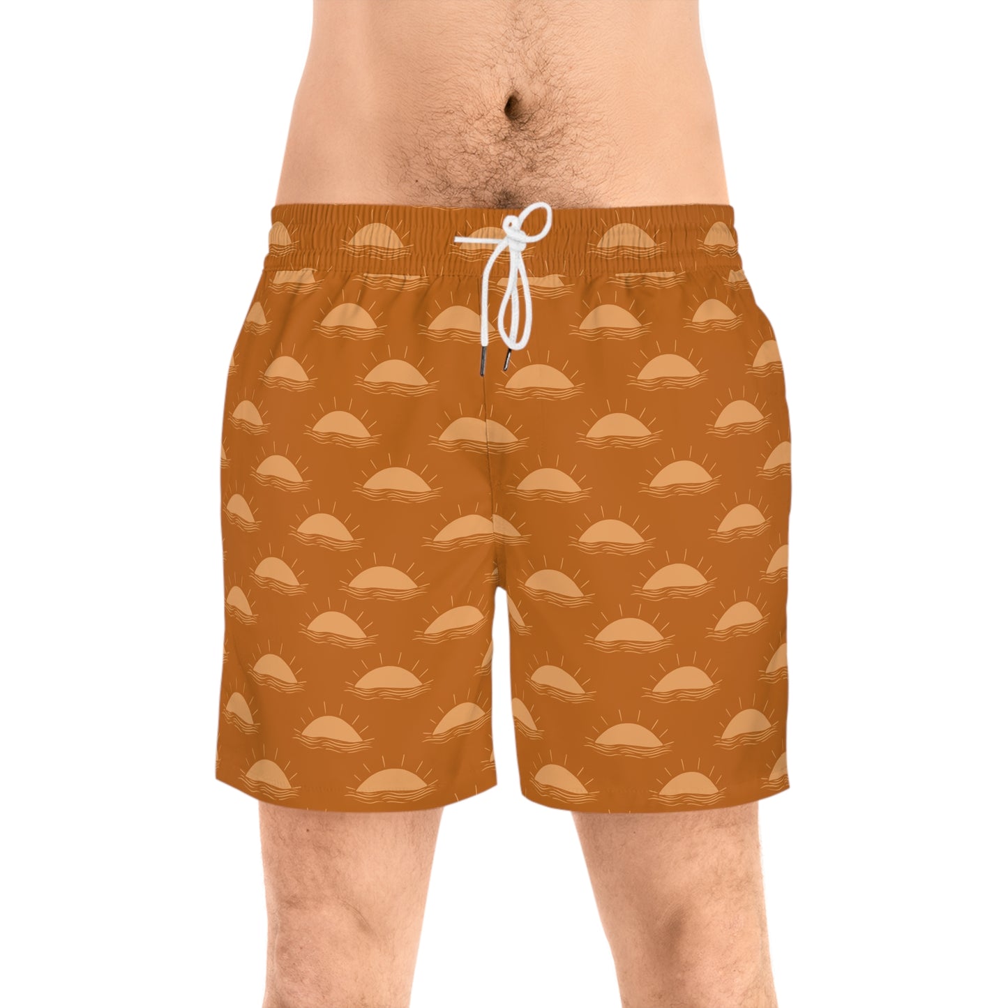 Sunset Wave Swim Shorts — Men's Mid-Length Beach Trunks