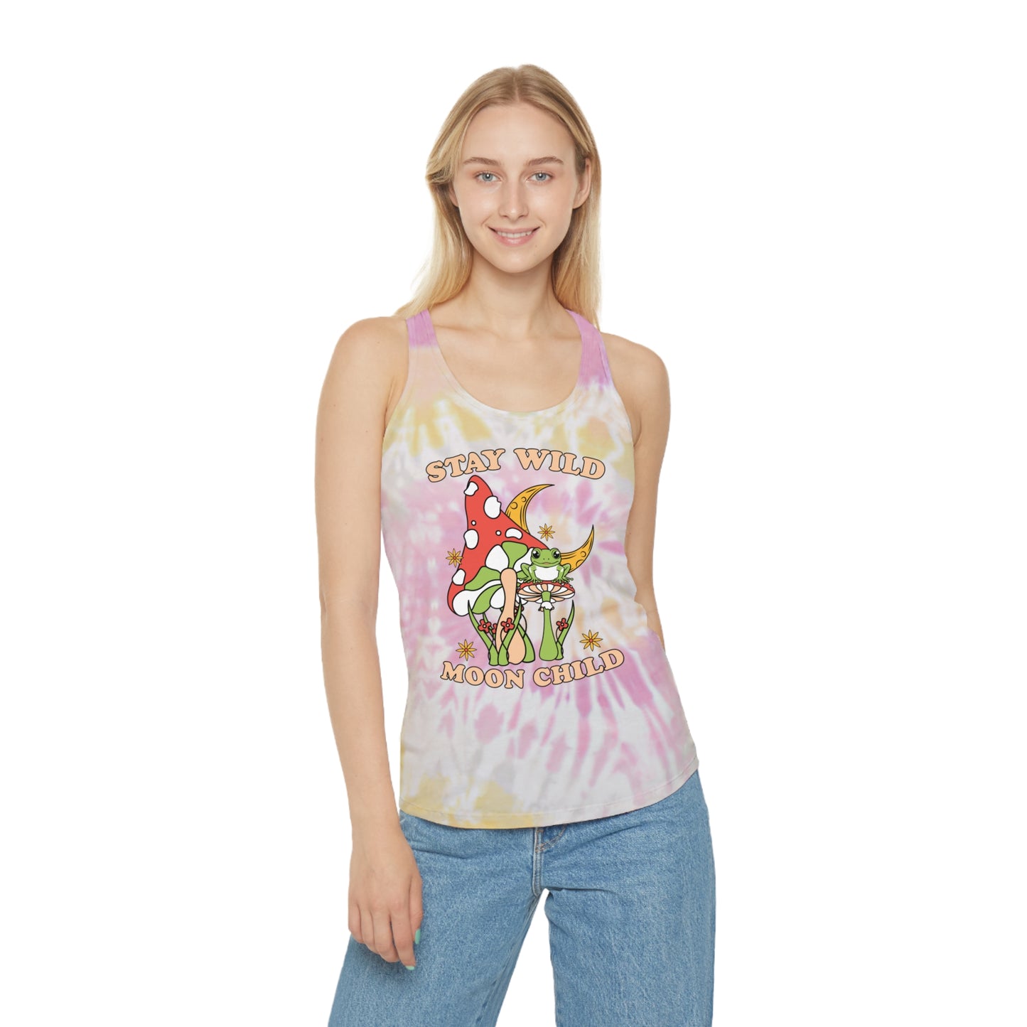 Stay Wild Moon Child Tie Dye Women's Racerback Tank Top