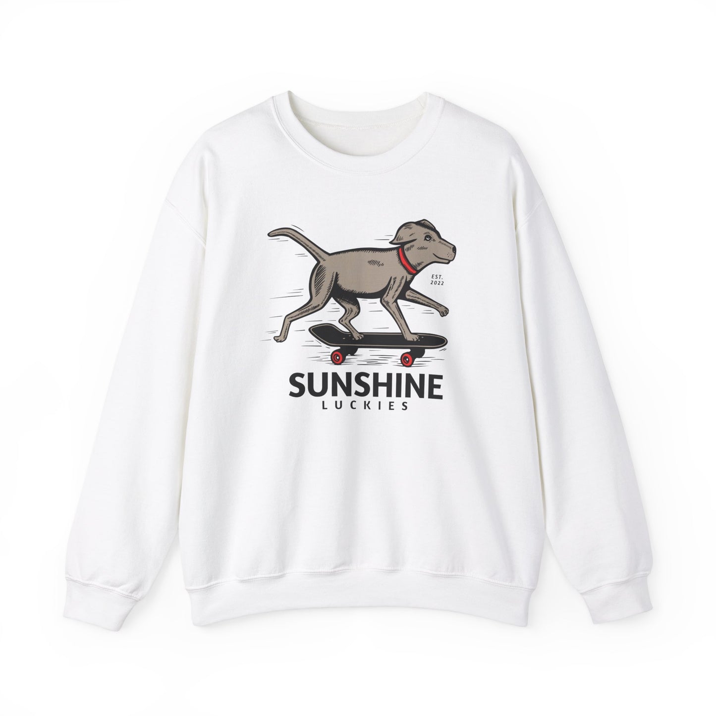 Sunshine Luckies Skateboarding Dog Unisex Heavy Blend™ Crewneck Sweatshirt