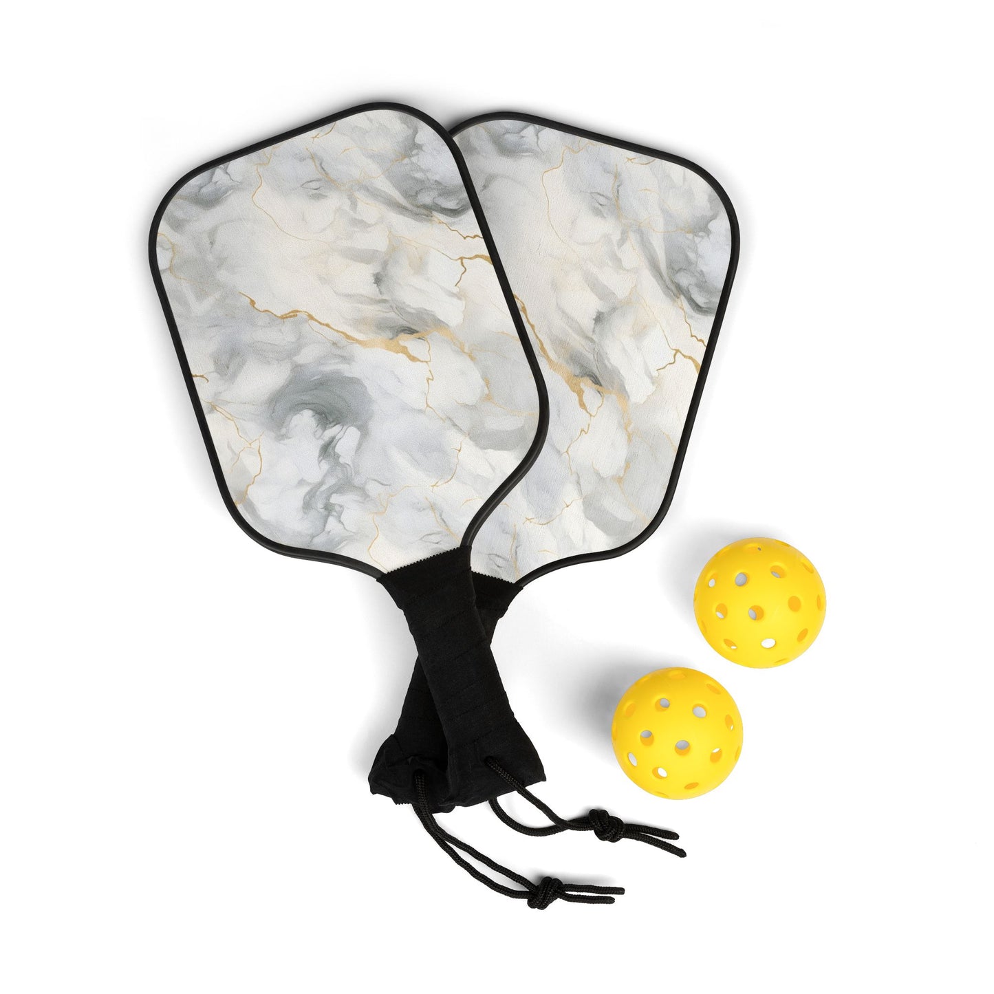 White Marbled Pickleball Kit
