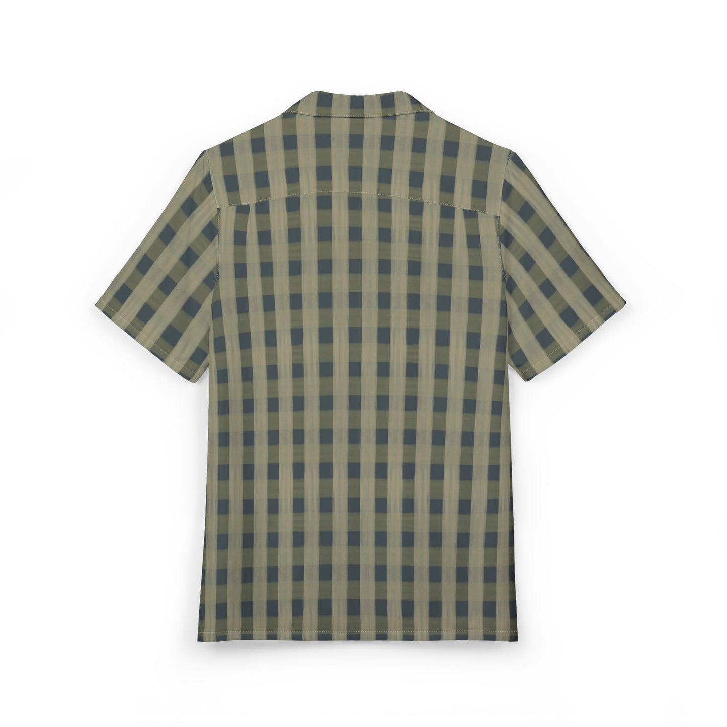 Olive Plaid Hawaiian Shirt — Casual Short-Sleeve Button-Down
