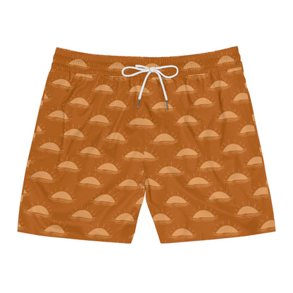 Sunset Wave Swim Shorts — Men's Mid-Length Beach Trunks