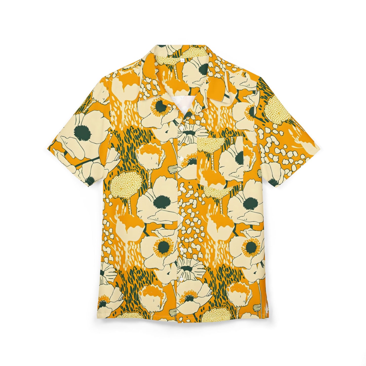 Yellow Floral Hawaiian Shirt — Retro Sunflower Aloha Button-Down