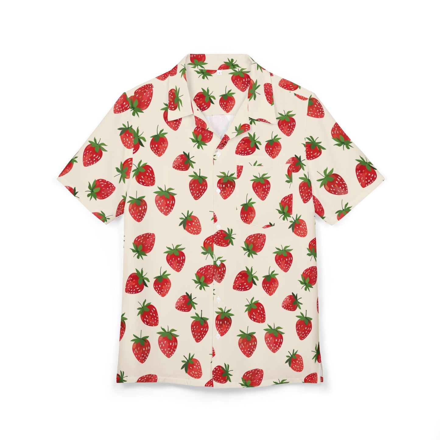 Strawberry Print Hawaiian Shirt — Tropical Summer Aloha Button-Down