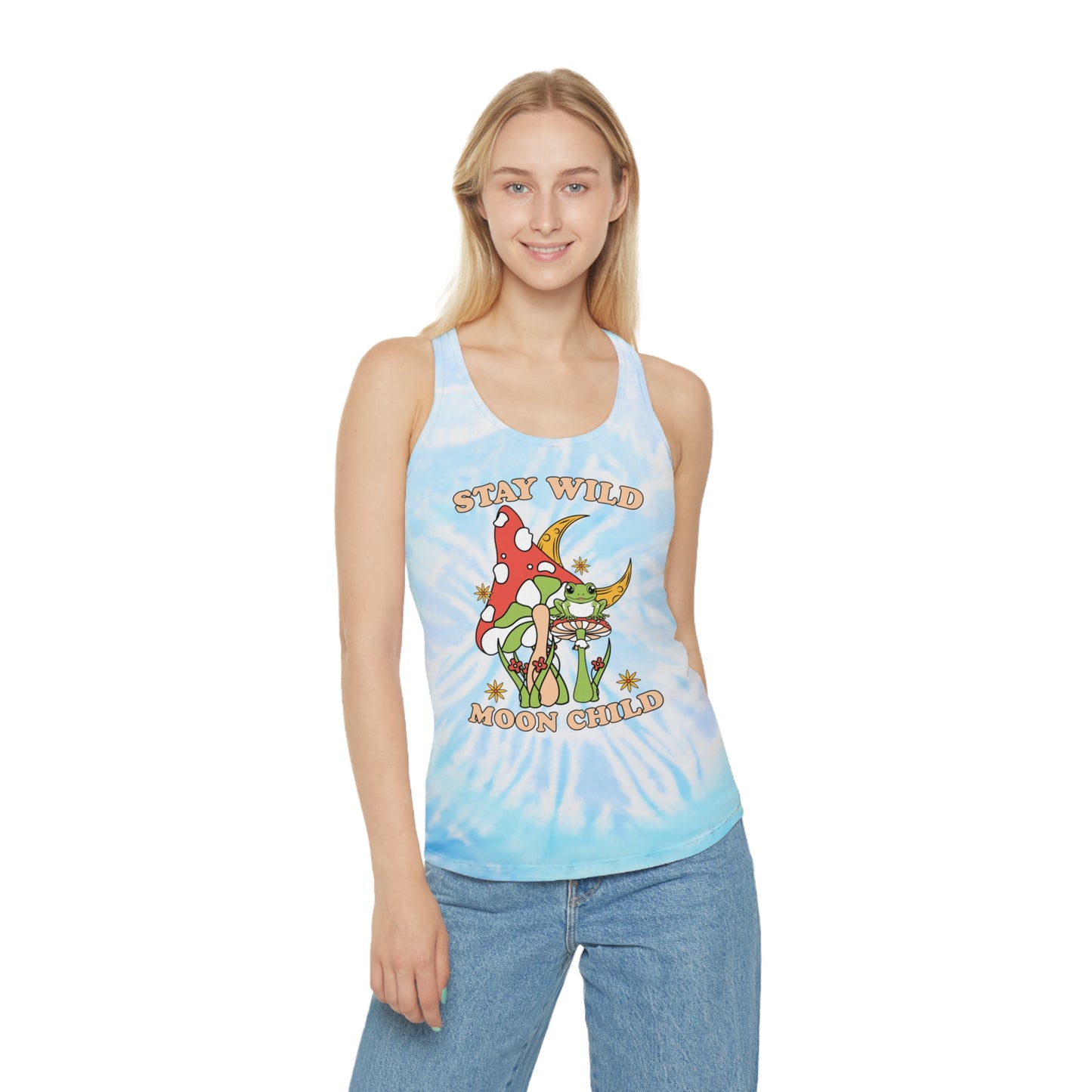 Stay Wild Moon Child Tie Dye Women's Racerback Tank Top
