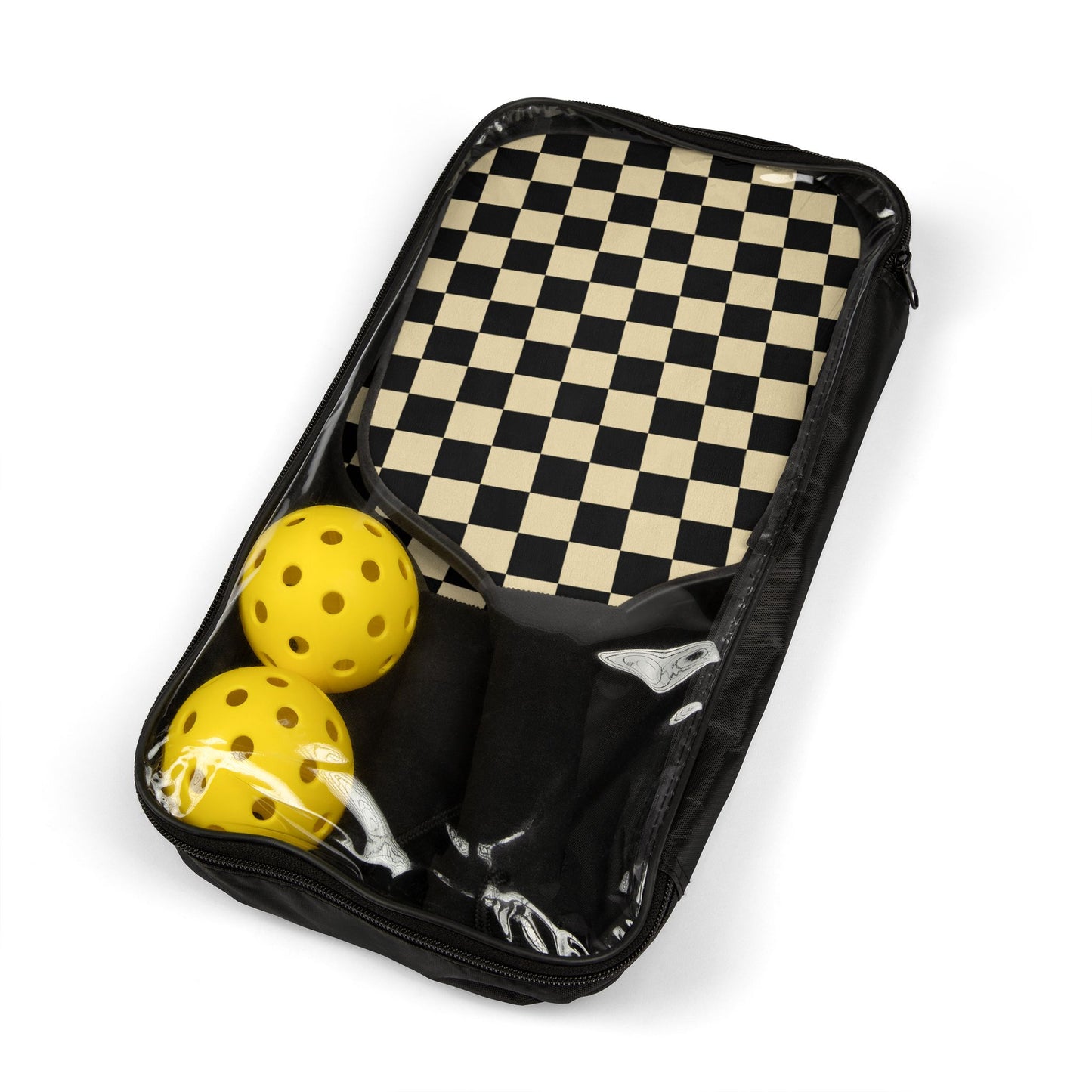Black and White Checkered Pickleball Kit
