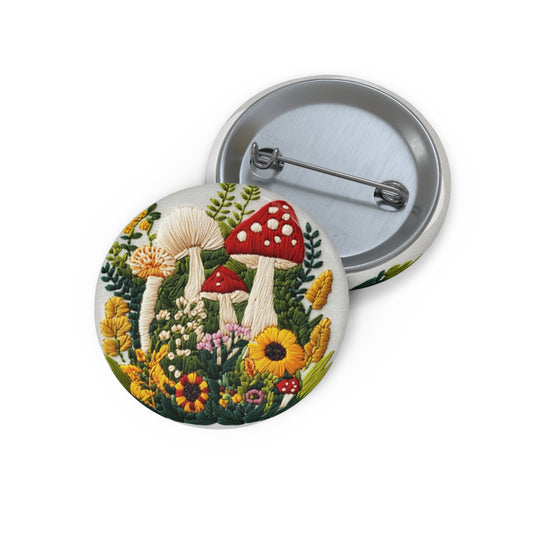 Mushroom Garden Pin Button