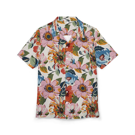 Vintage Floral Hawaiian Shirt — Colorful Tropical Button-Down