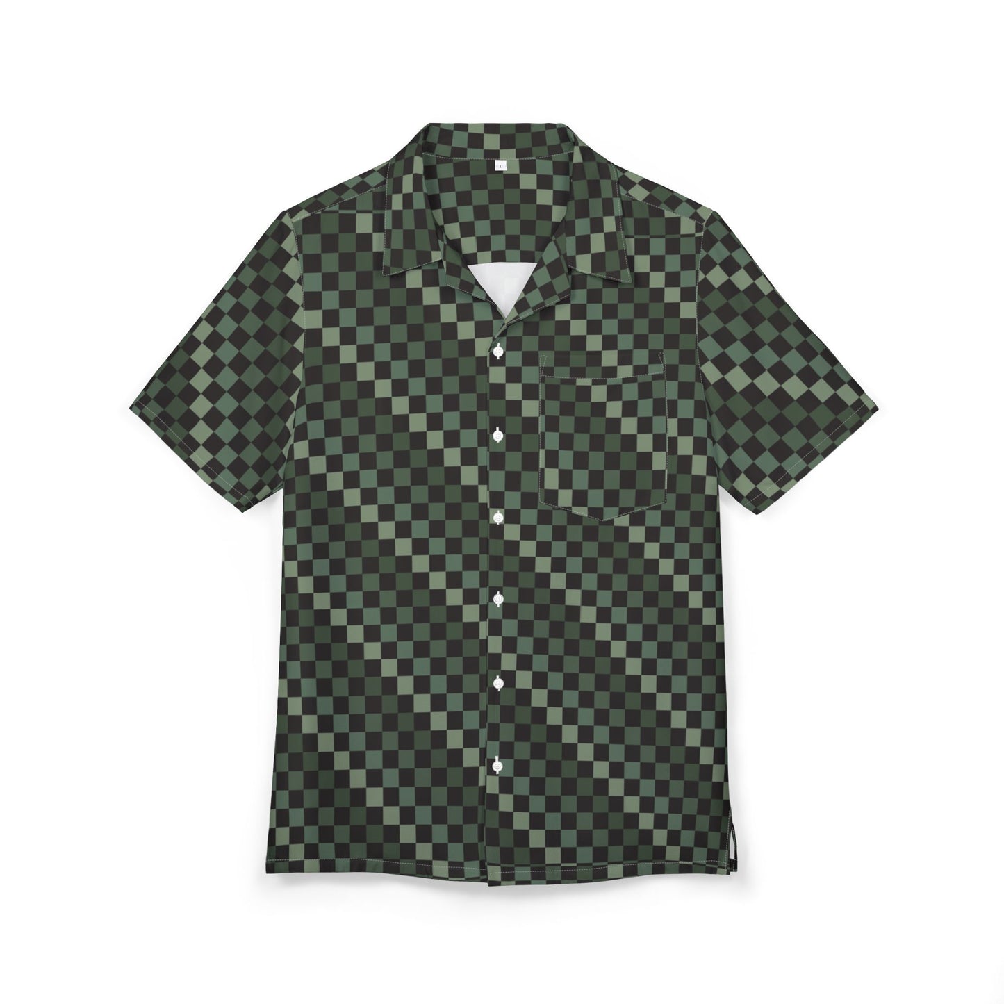 Green Checkerboard Hawaiian Shirt