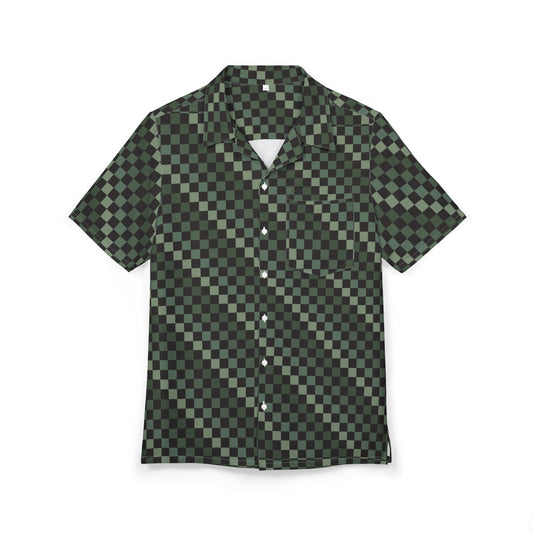 Green Checkerboard Hawaiian Shirt