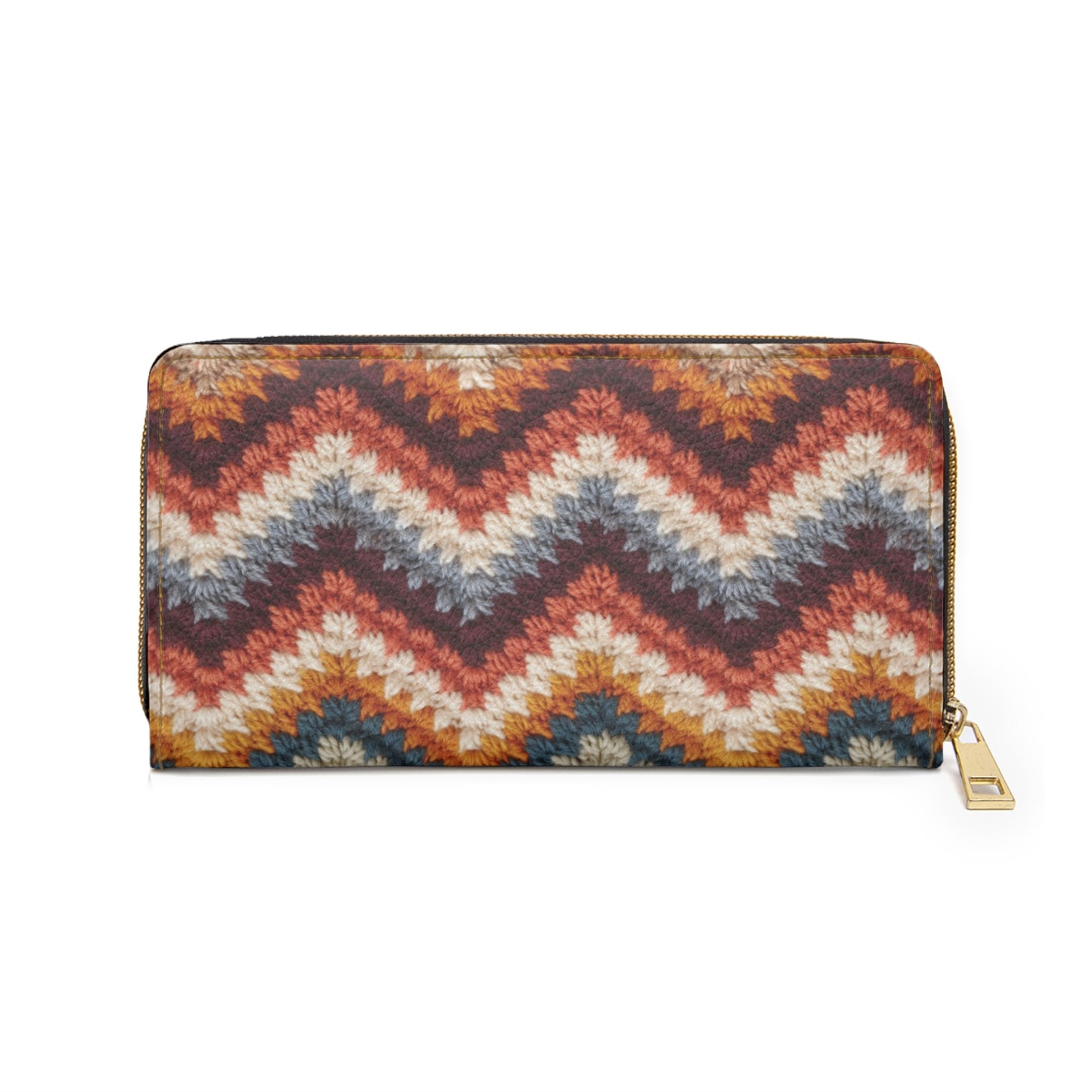 Faux Crochet Fall Chevron Zipper Wallet