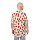 Strawberry Print Hawaiian Shirt — Tropical Summer Aloha Button-Down