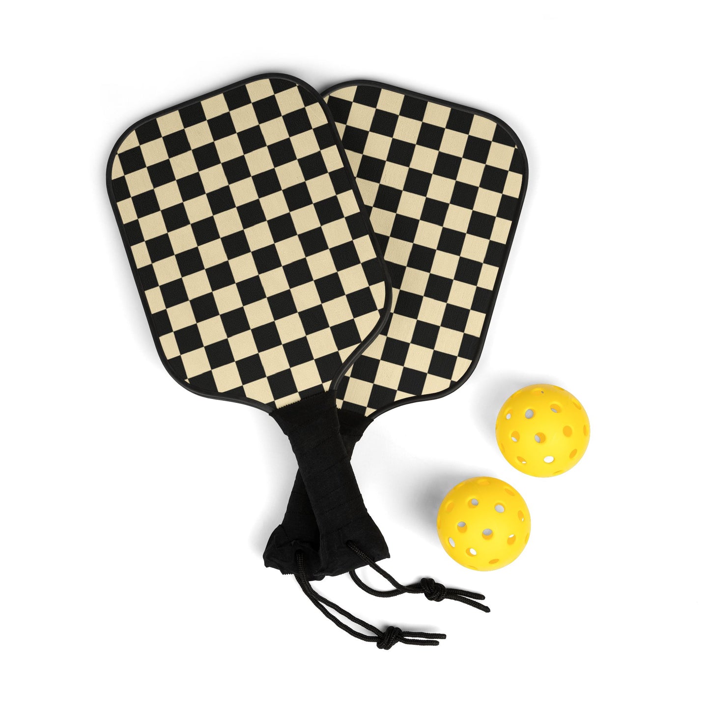 Black and White Checkered Pickleball Kit