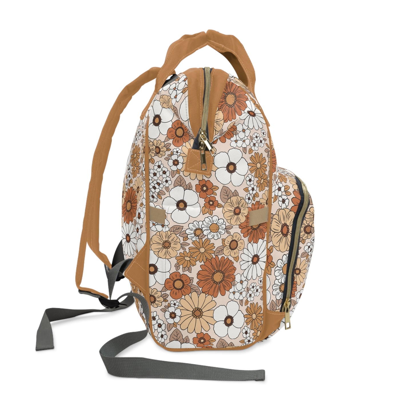 Boho Brown Florals Multifunctional Diaper Backpack
