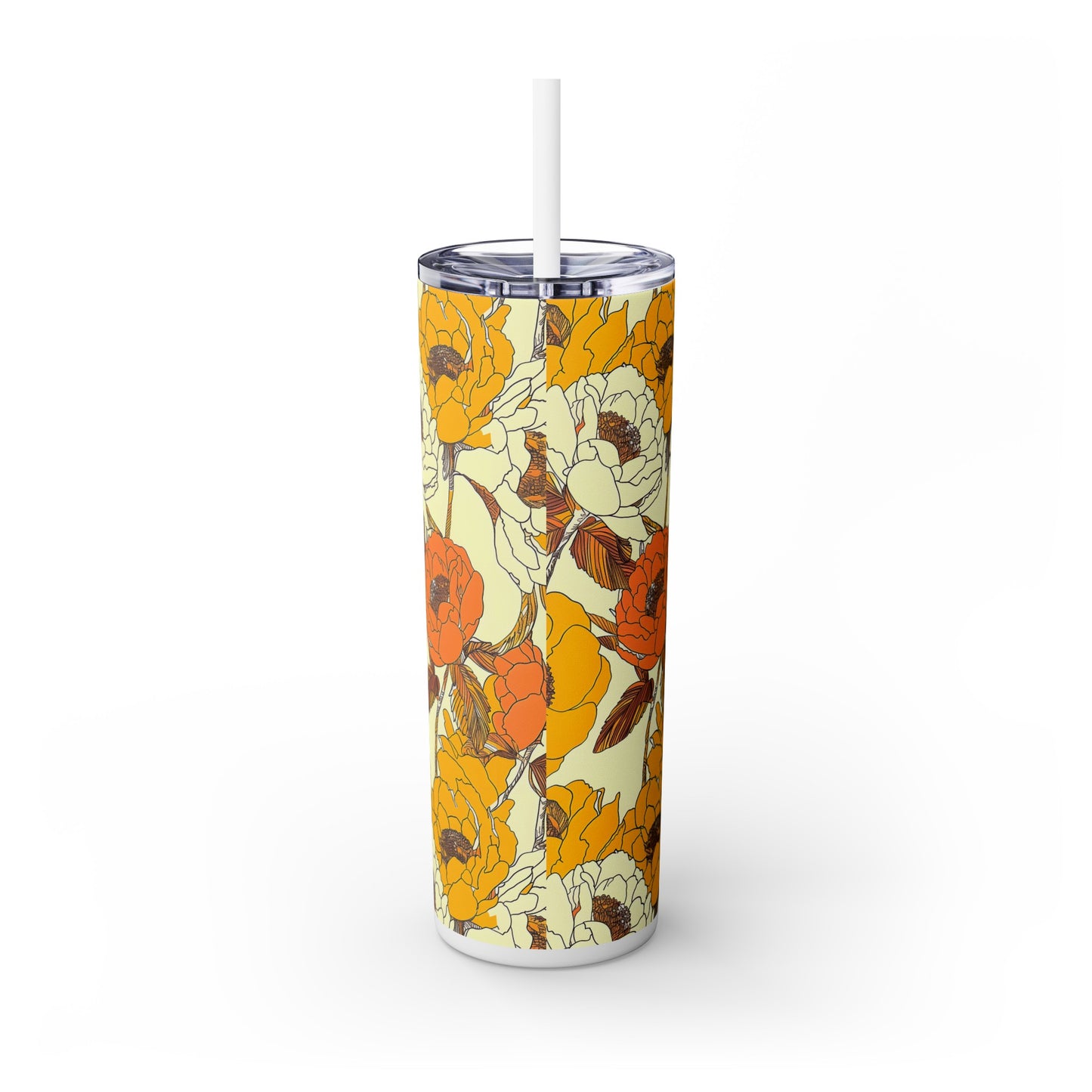 Sunbeam Petal Skinny Tumbler with Straw, 20oz