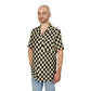 Checkerboard Hawaiian Shirt – Retro Black & Cream Camp Collar Button-Down