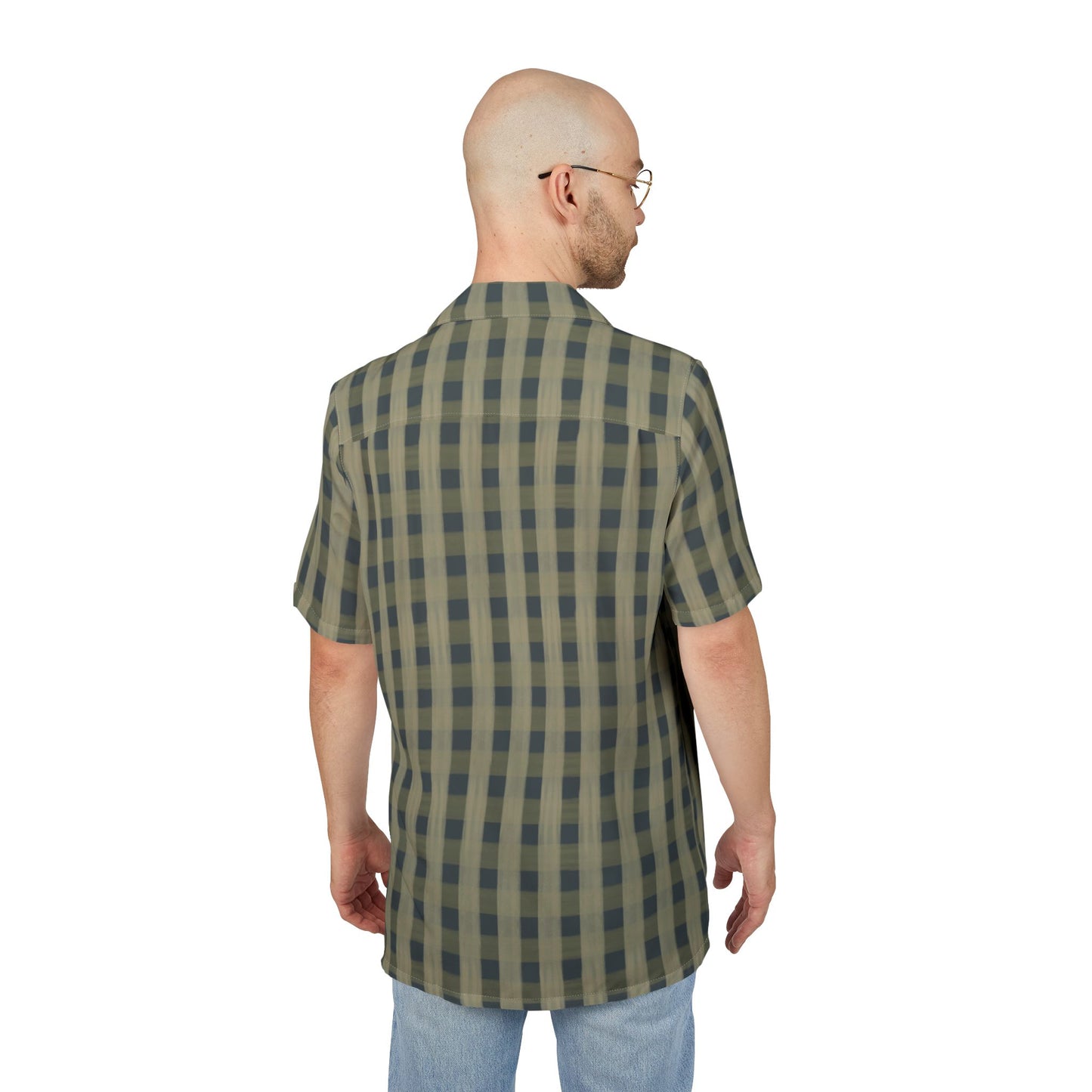Olive Plaid Hawaiian Shirt — Casual Short-Sleeve Button-Down