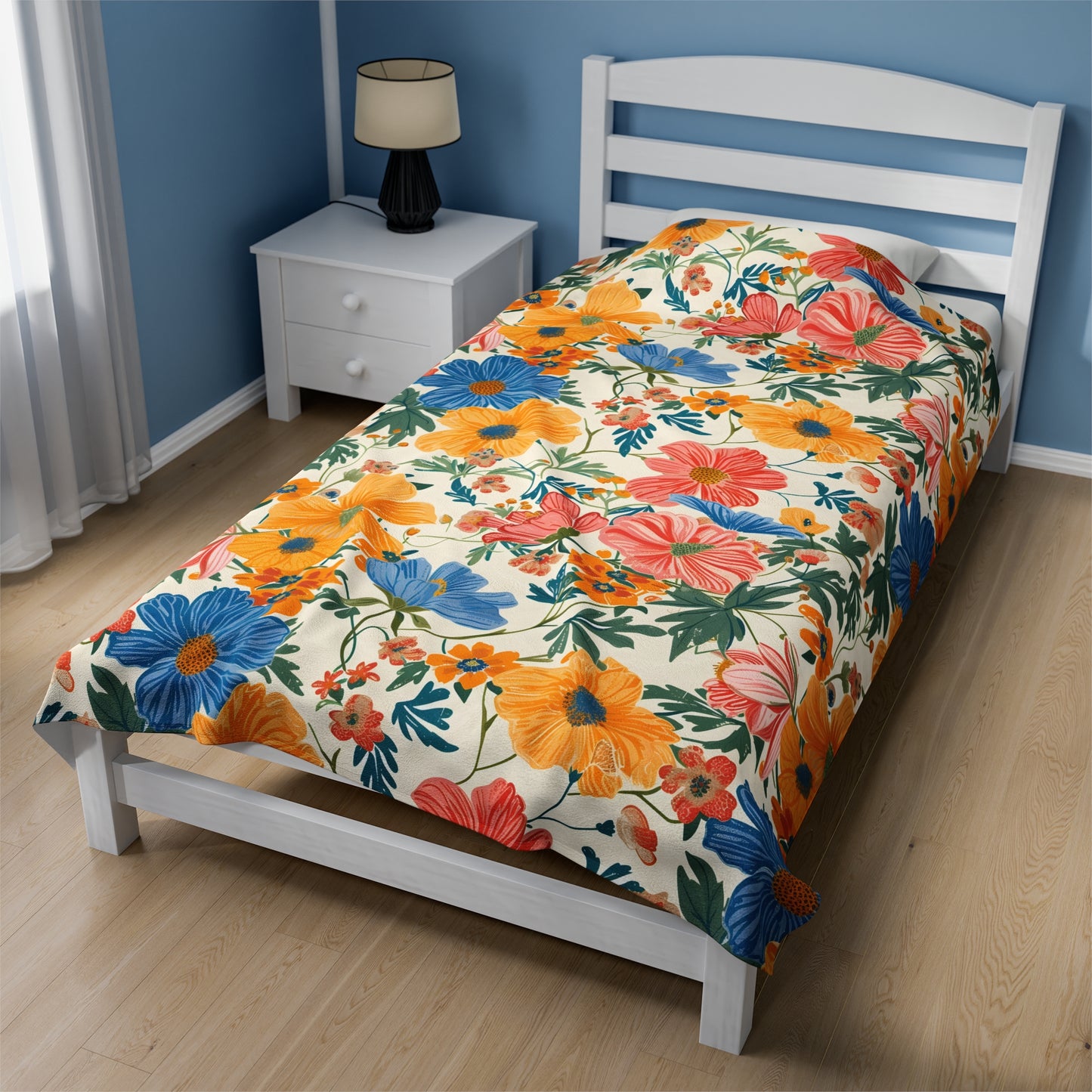 Vibrant Summer Bloom Velveteen Plush Blanket