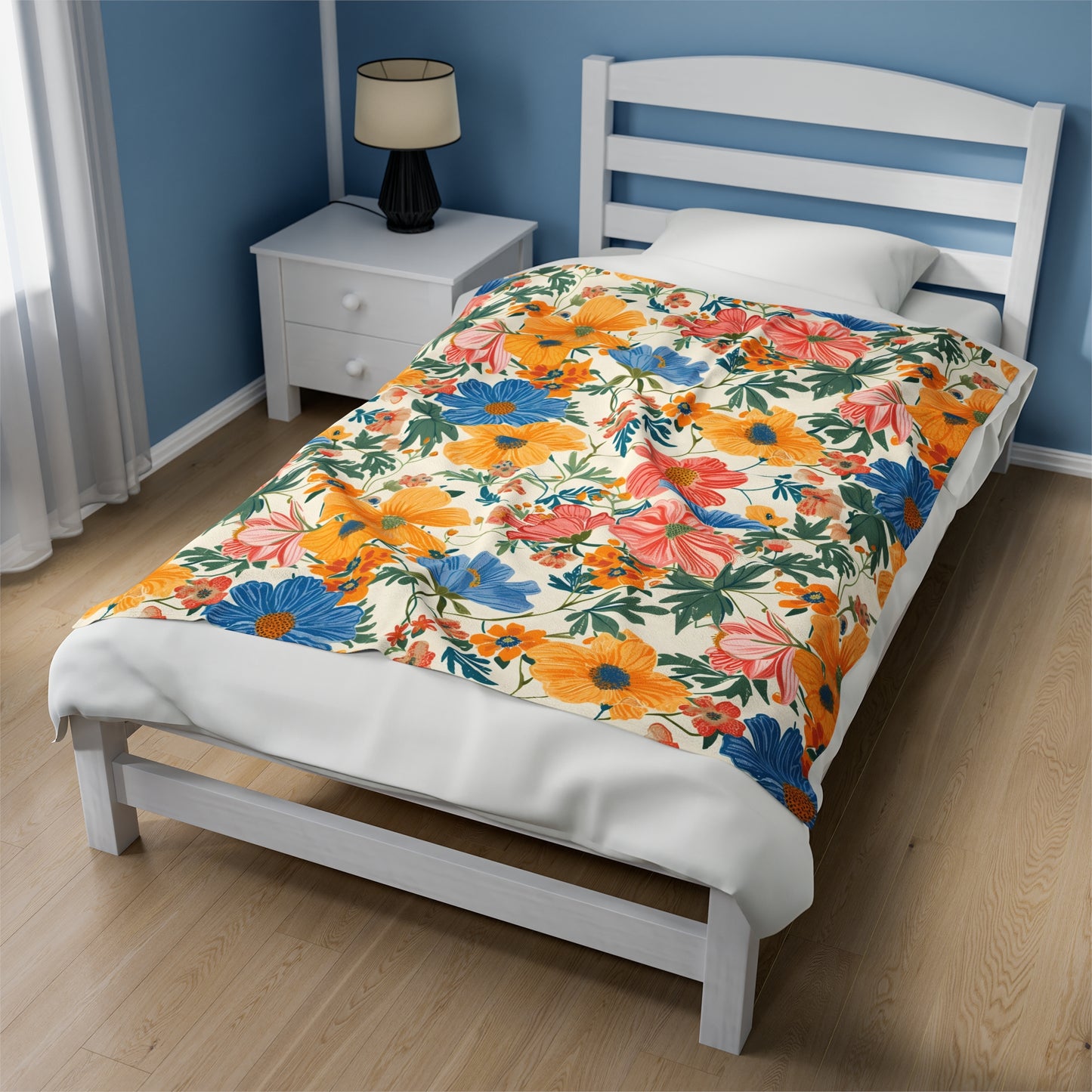 Vibrant Summer Bloom Velveteen Plush Blanket