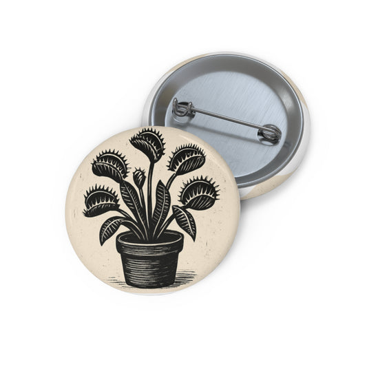Blockprint Venus Fly Trap Pin Button