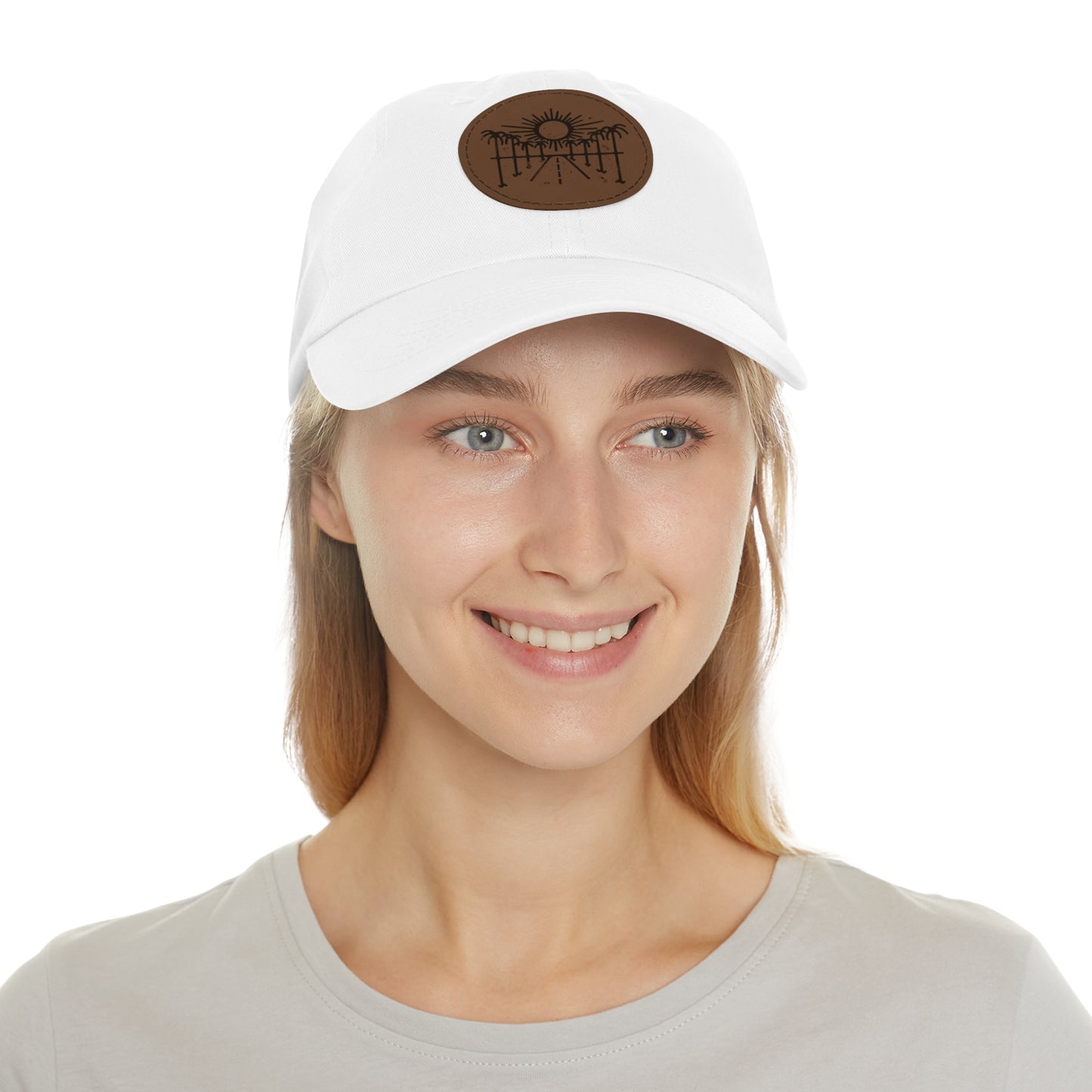 Sun Hat with Leather Patch - Dad Hat