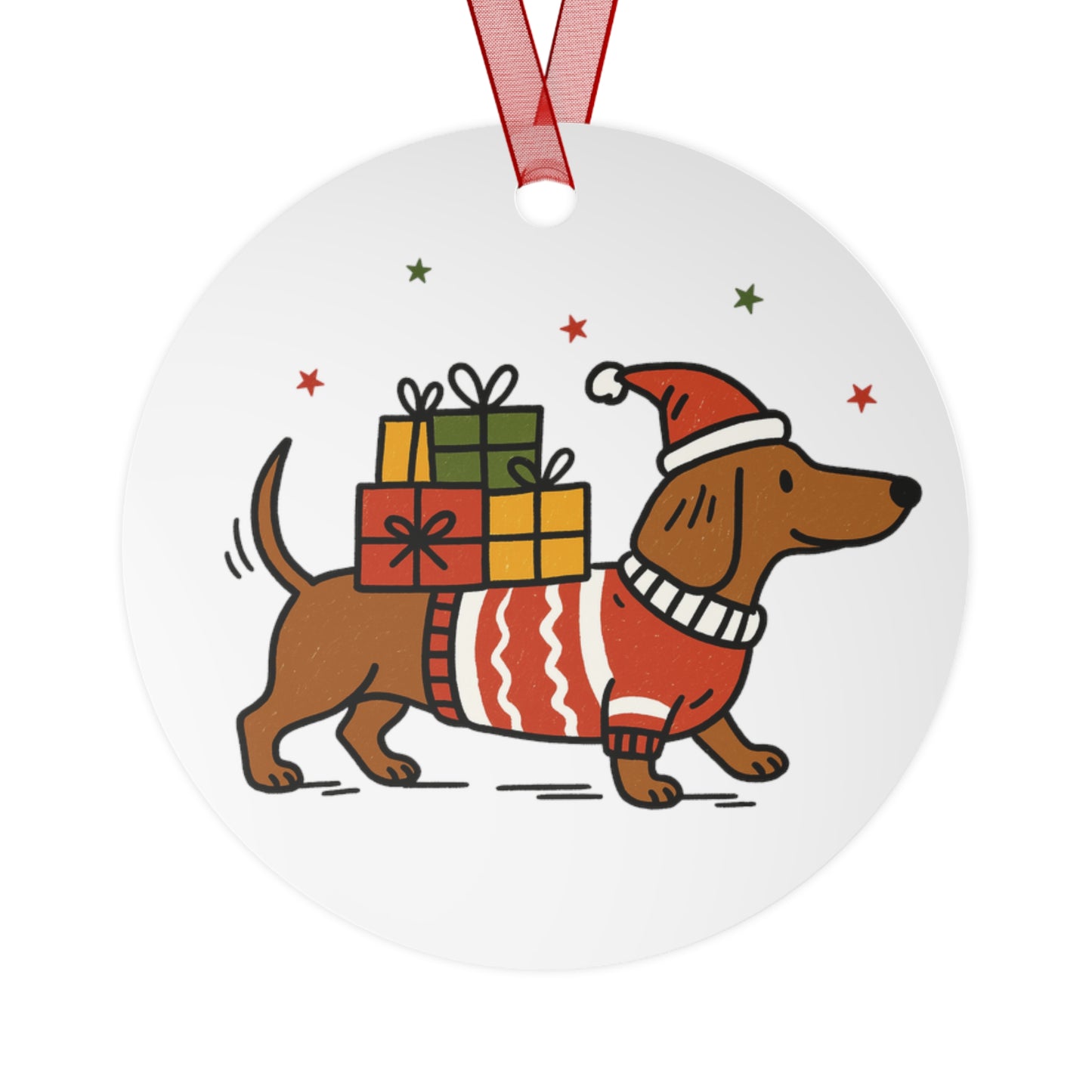 Dachshund Holiday Ornament — Cute Wiener Dog in Sweater
