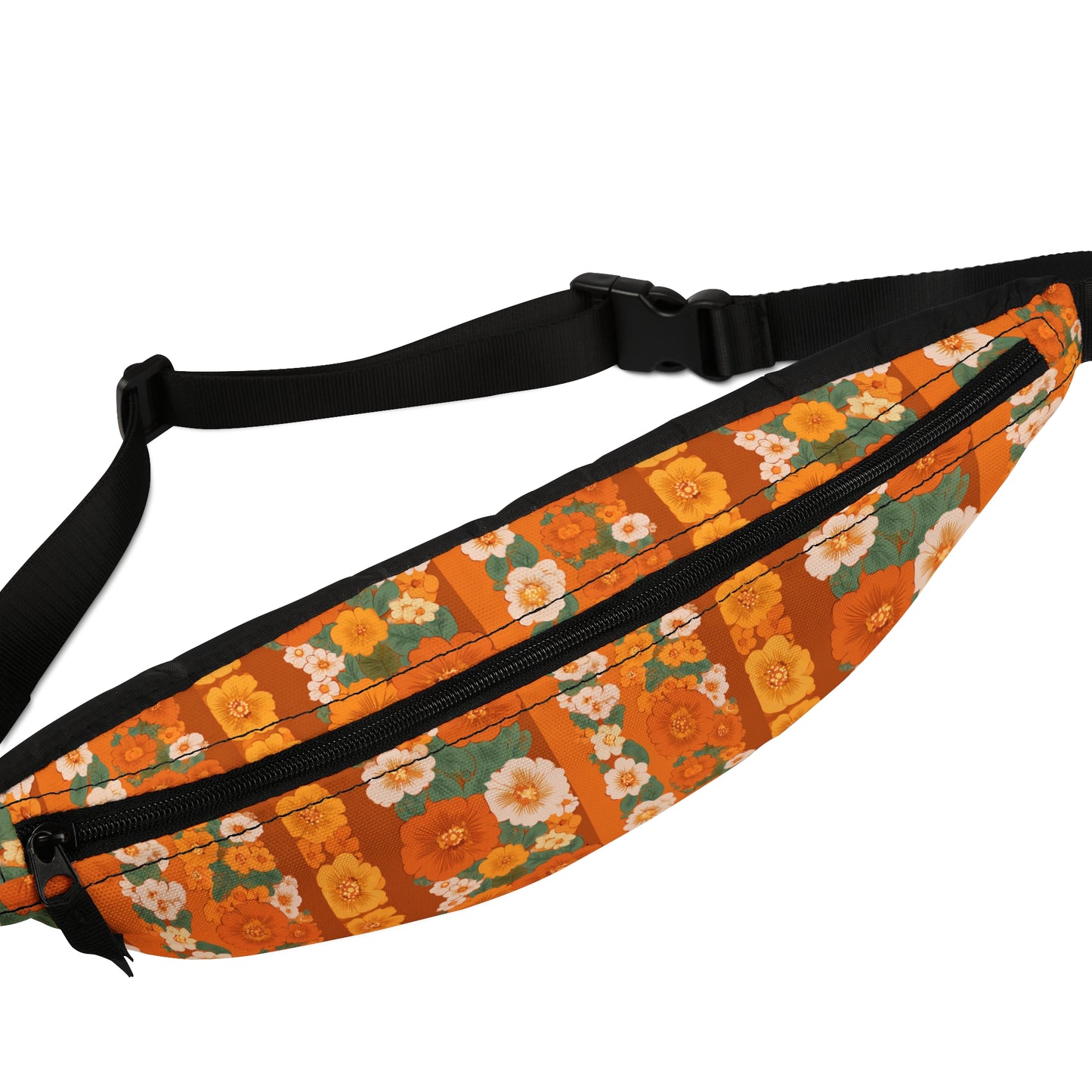 Retro Orange Floral Fanny Pack — Vintage 70s Boho Waist Bag