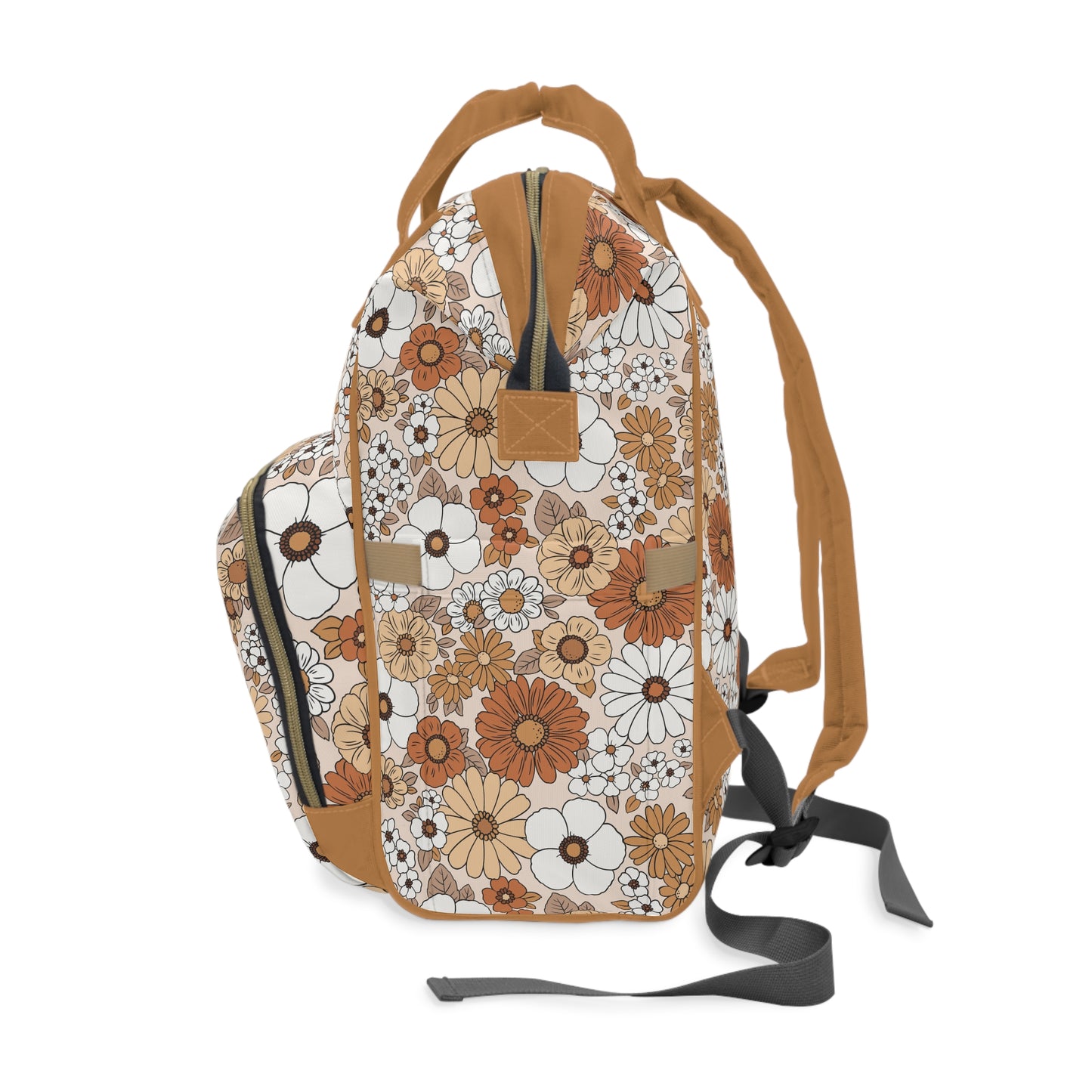 Boho Brown Florals Multifunctional Diaper Backpack