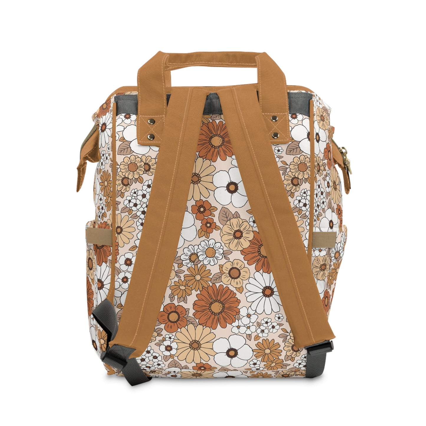 Boho Brown Florals Multifunctional Diaper Backpack