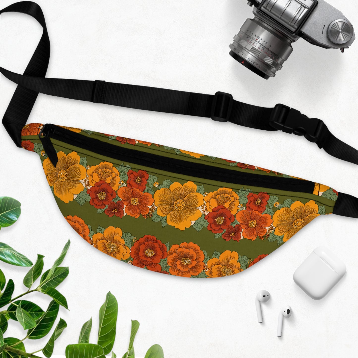 Retro Floral Fanny Pack — Vintage Flower Print Waist Bag