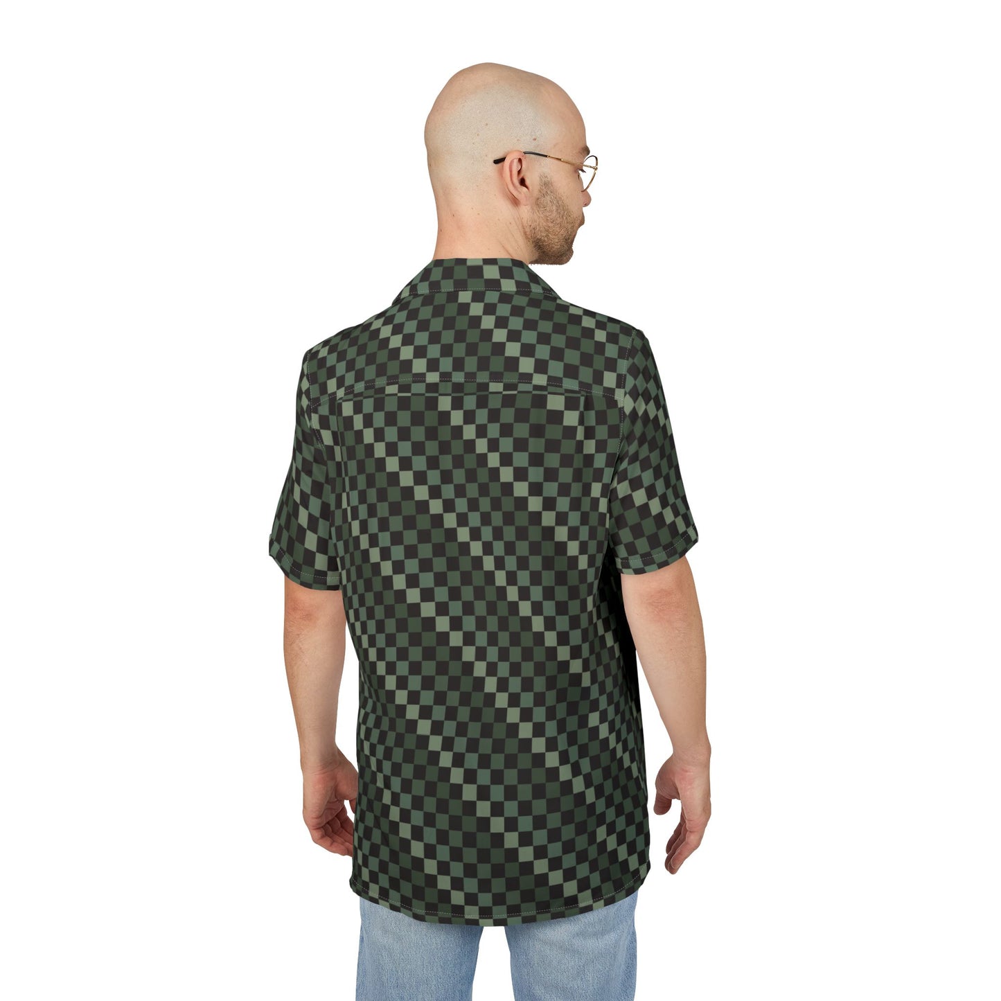 Green Checkerboard Hawaiian Shirt