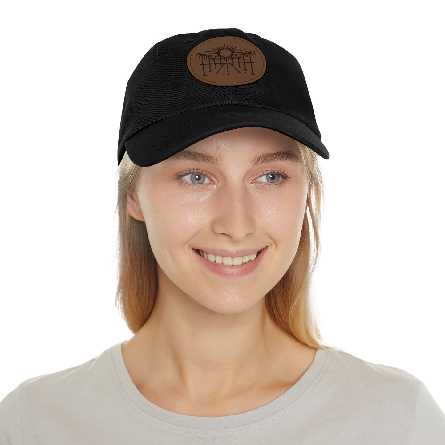 Sun Hat with Leather Patch - Dad Hat