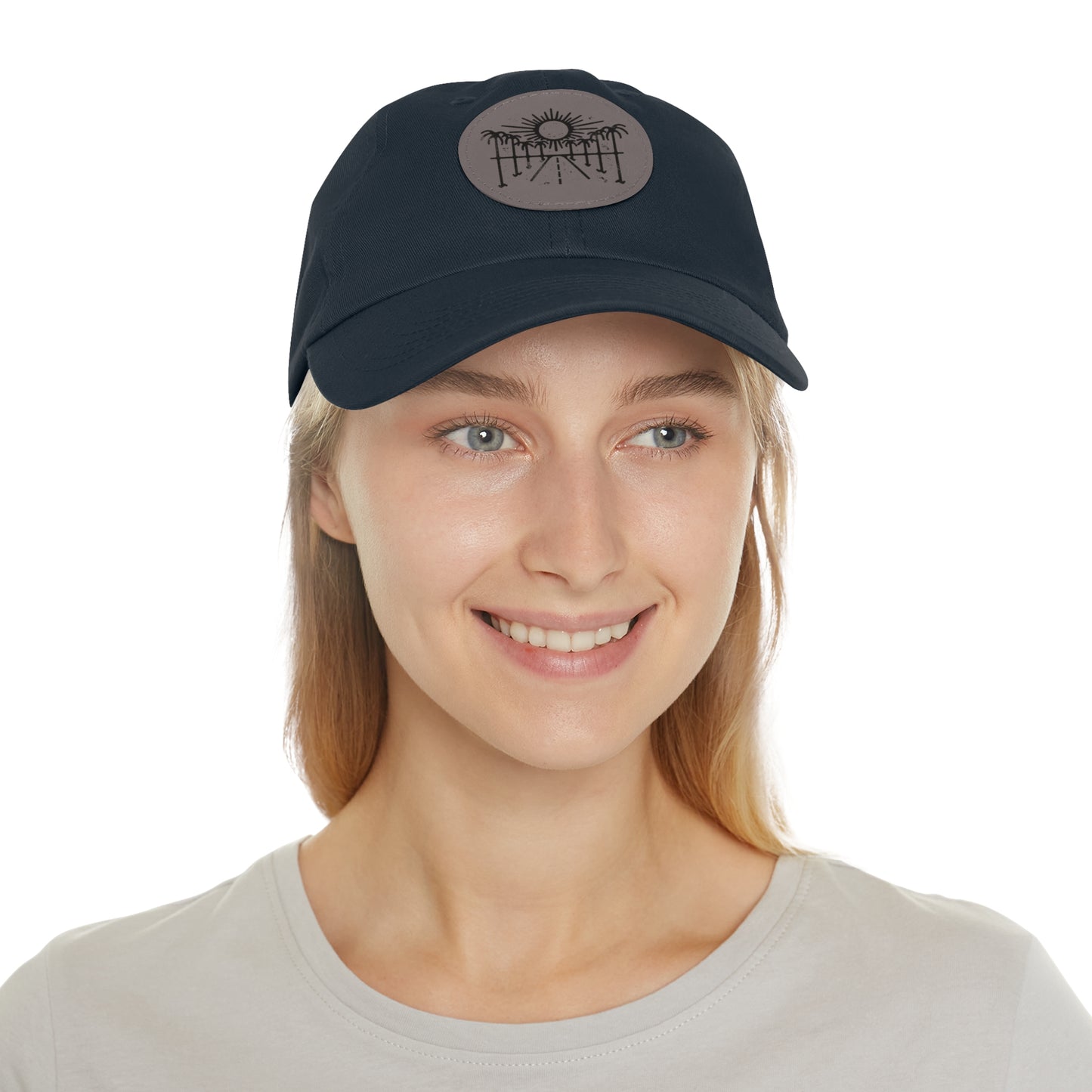Sun Hat with Leather Patch - Dad Hat