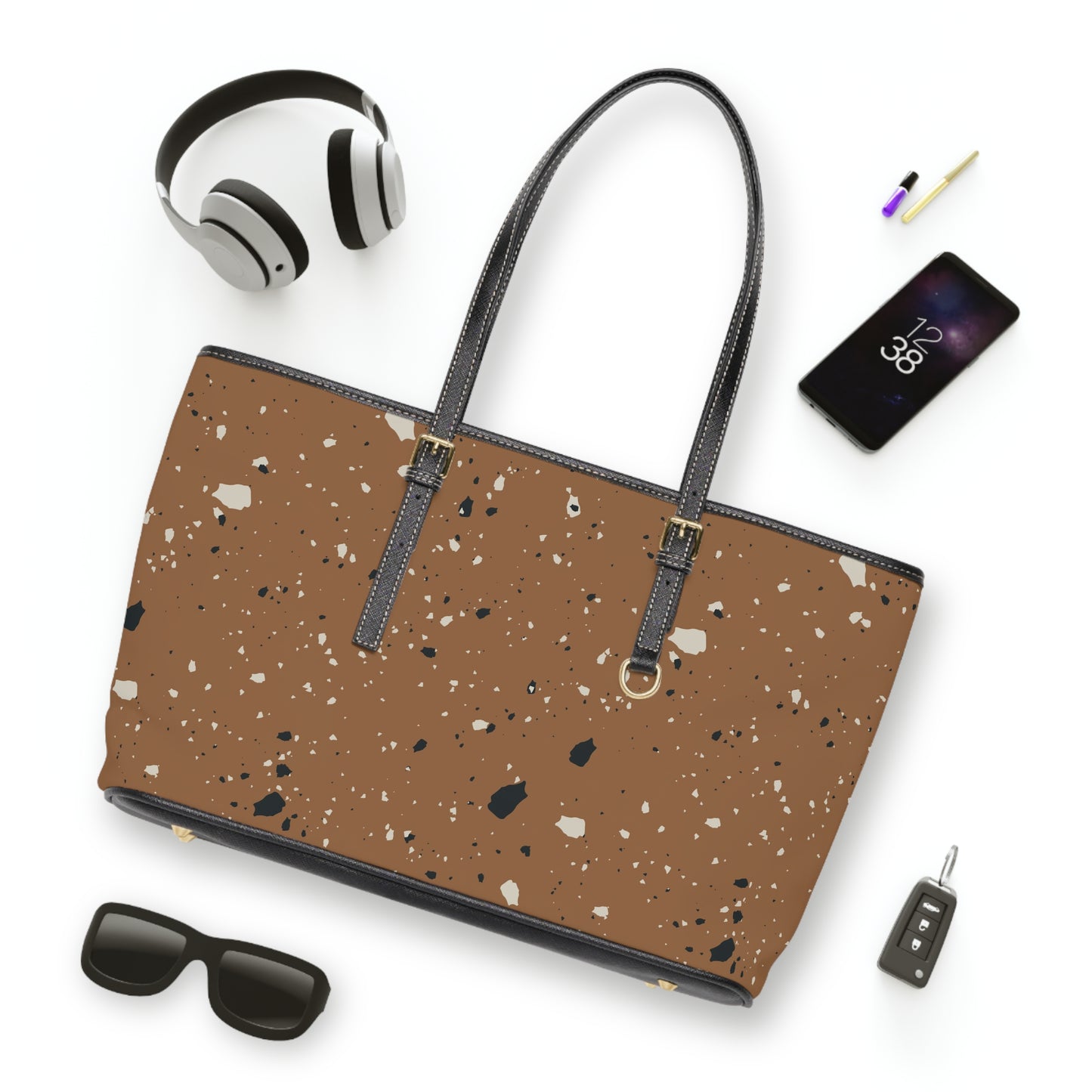 Brown Terrazzo Shoulder Purse Bag