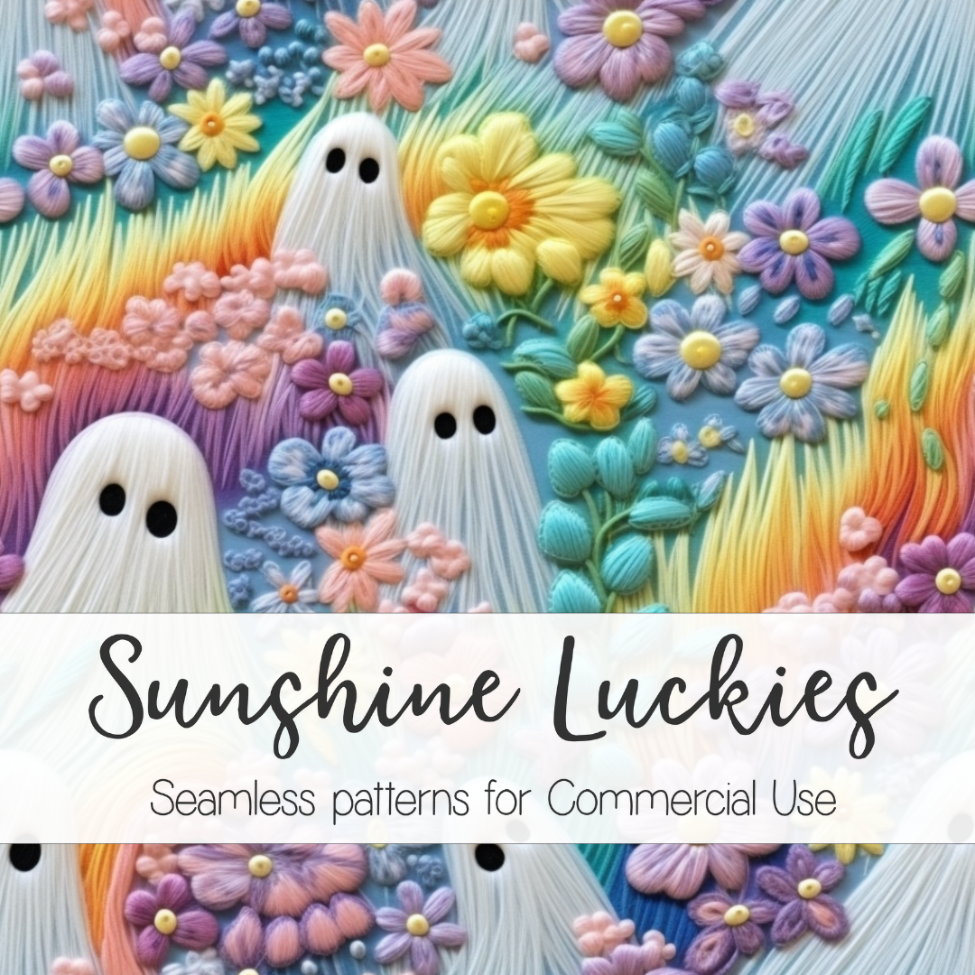 Rainbow Ghost Seamless Pattern