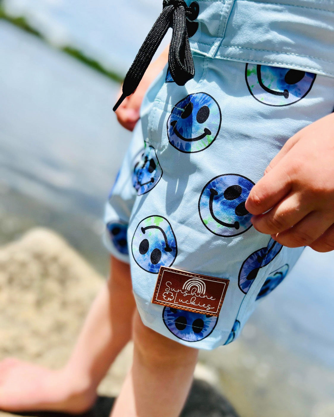 Boys Blue Smiley Boardshorts
