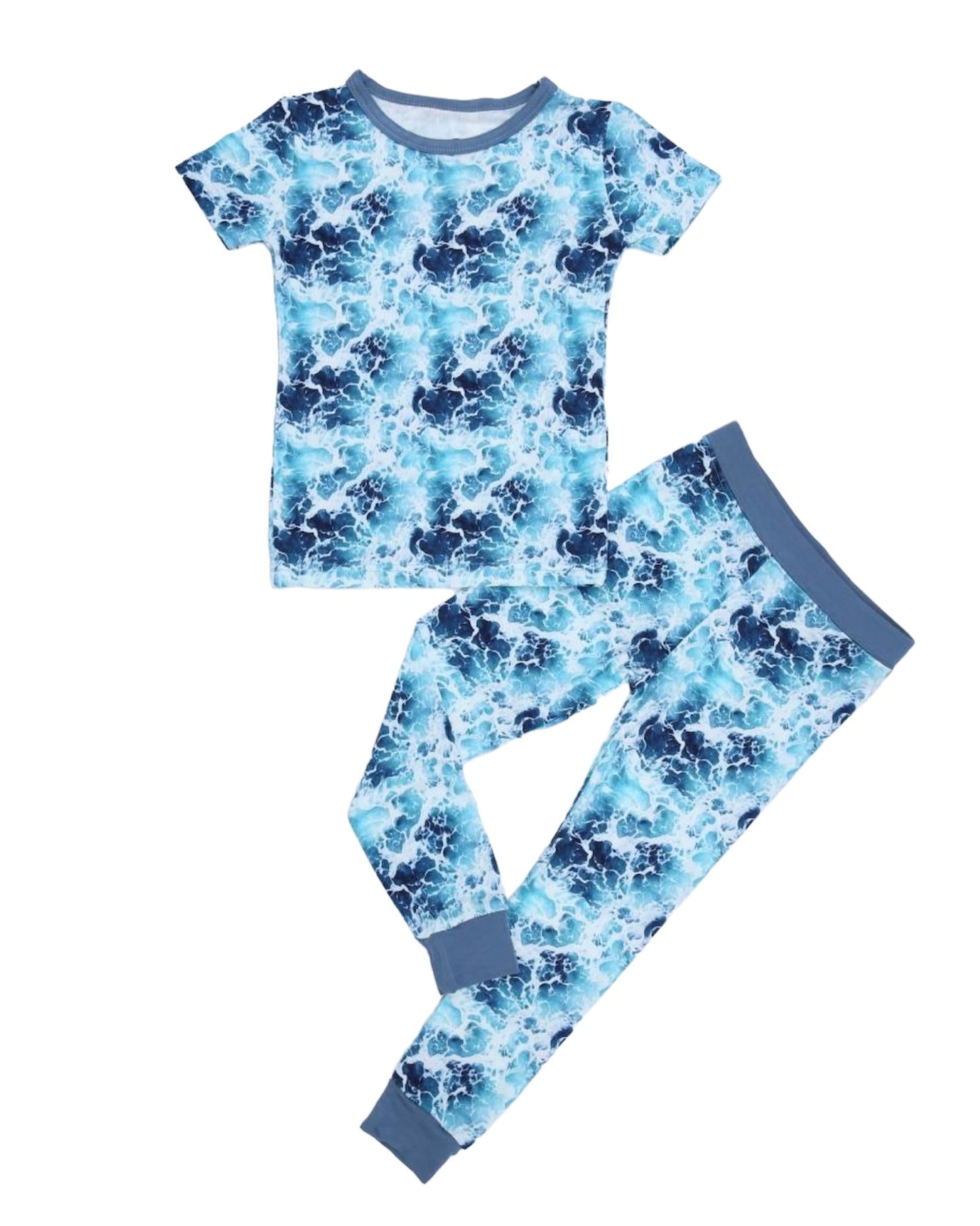 Happiness Comes in Waves 2 Piece Short Sleeve Pajamas