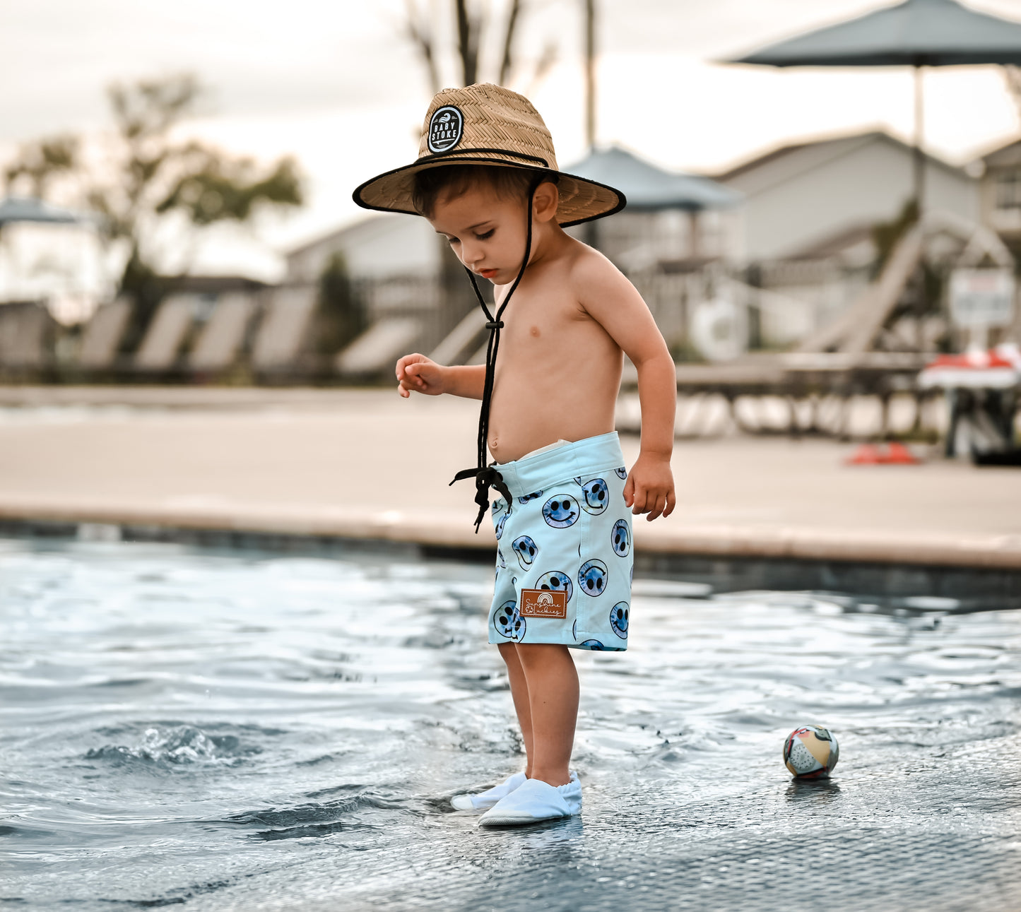Boys Blue Smiley Boardshorts